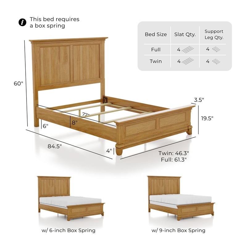 Furniture of America Yardley Solid Wood Panel Headboard Twin Bed in Oak