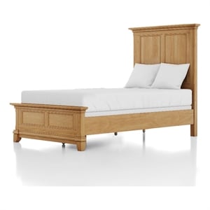 Furniture of America Yardley Solid Wood Panel Headboard Twin Bed in Oak
