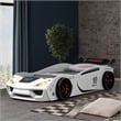 Furniture of America Oryel Wood Race Car Design Twin Bed with LEDs in White