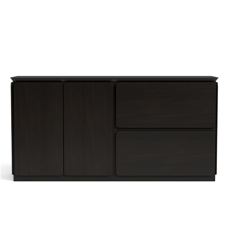 Furniture of America Nazaen Solid Wood Multi-Storage Server in Black