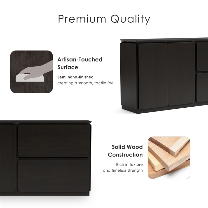 Furniture of America Nazaen Solid Wood Multi-Storage Server in Black
