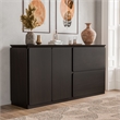 Furniture of America Nazaen Solid Wood Multi-Storage Server in Black