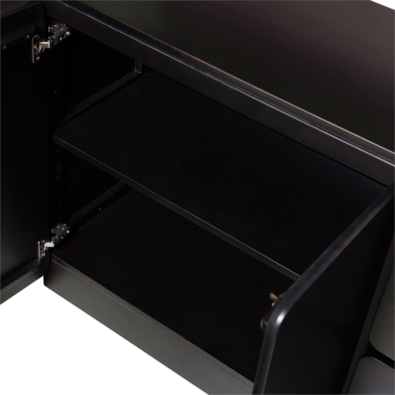 Furniture of America Nazaen Solid Wood Multi-Storage Server in Black