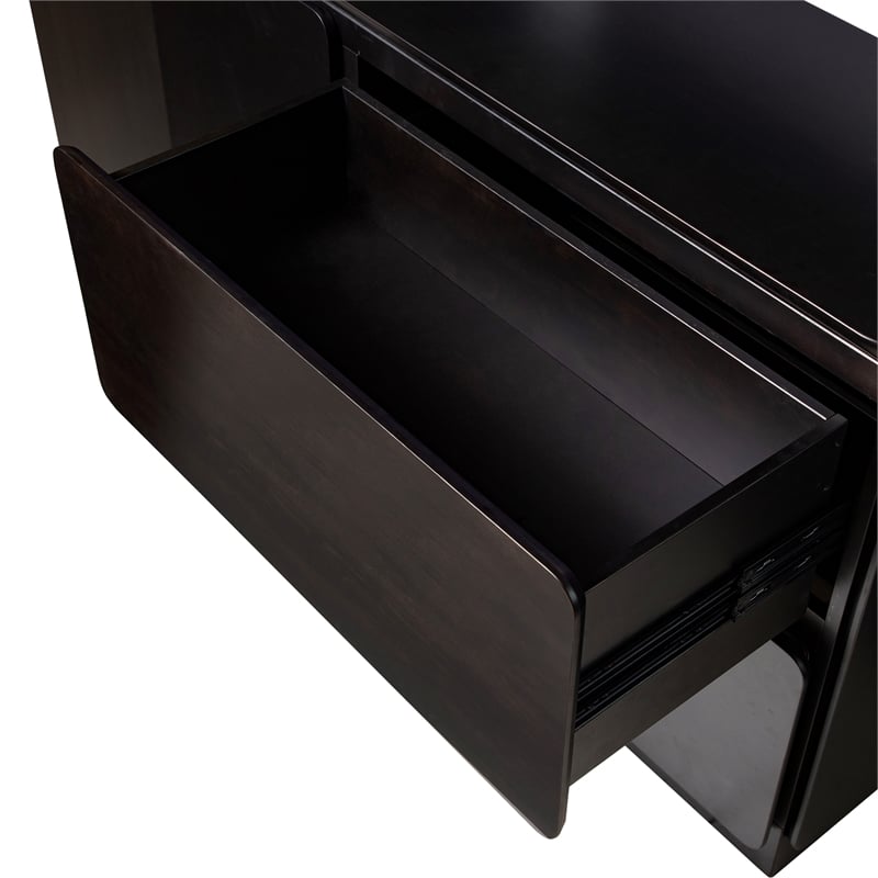 Furniture of America Nazaen Solid Wood Multi-Storage Server in Black