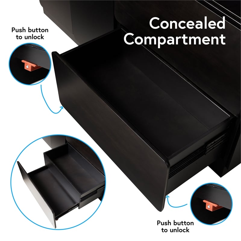 Furniture of America Nazaen Solid Wood Multi-Storage Server in Black