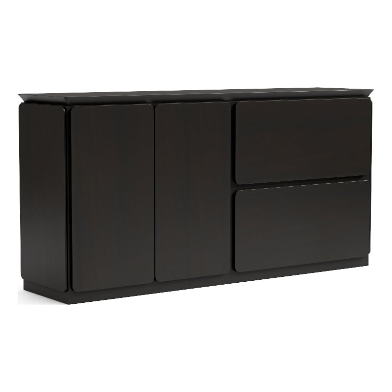 Furniture of America Nazaen Solid Wood Multi-Storage Server in Black