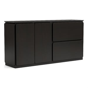 Furniture of America Nazaen Solid Wood Multi-Storage Server in Black