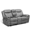 FOA Moya Faux Leather Warm Gray 2-Piece Manual Reclining Sofa Set