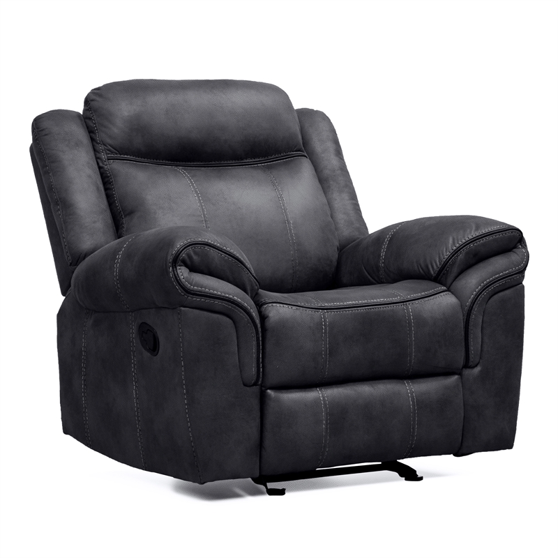 FOA Moya Faux Leather Black 3-Piece Manual Reclining Sofa Set