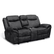 FOA Moya Faux Leather Black 3-Piece Manual Reclining Sofa Set