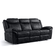 FOA Moya Faux Leather Black 3-Piece Manual Reclining Sofa Set
