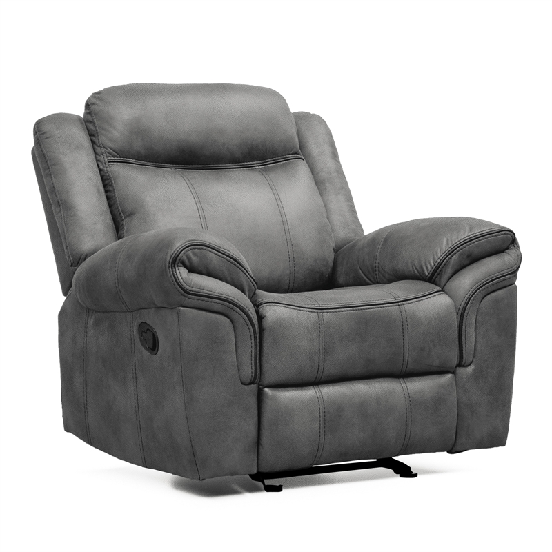 FOA Moya Faux Leather Dark Gray 3-Piece Manual Reclining Sofa Set