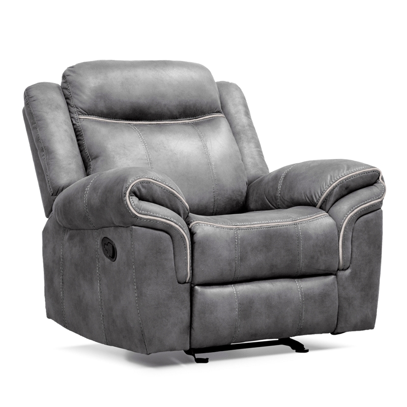 FOA Moya Faux Leather Warm Gray 3-Piece Manual Reclining Sofa Set