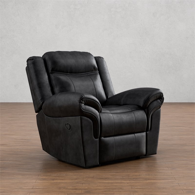 Furniture of America Moya Faux Leather Manual Glider Recliner in Black