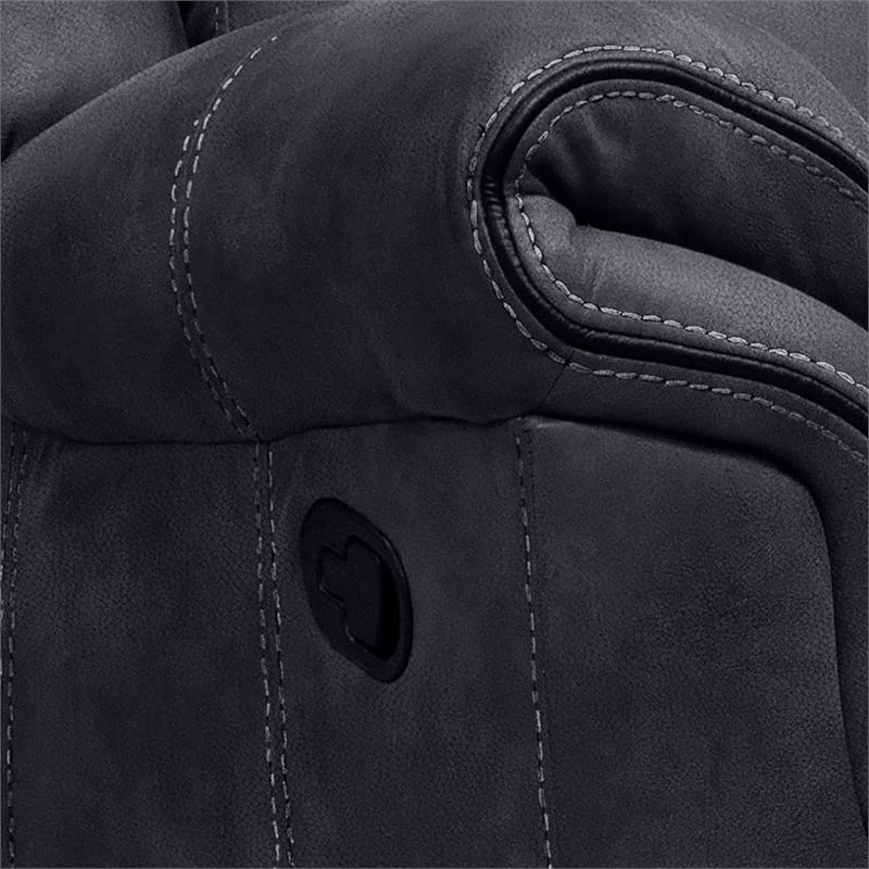 Furniture of America Moya Faux Leather Manual Glider Recliner in Black