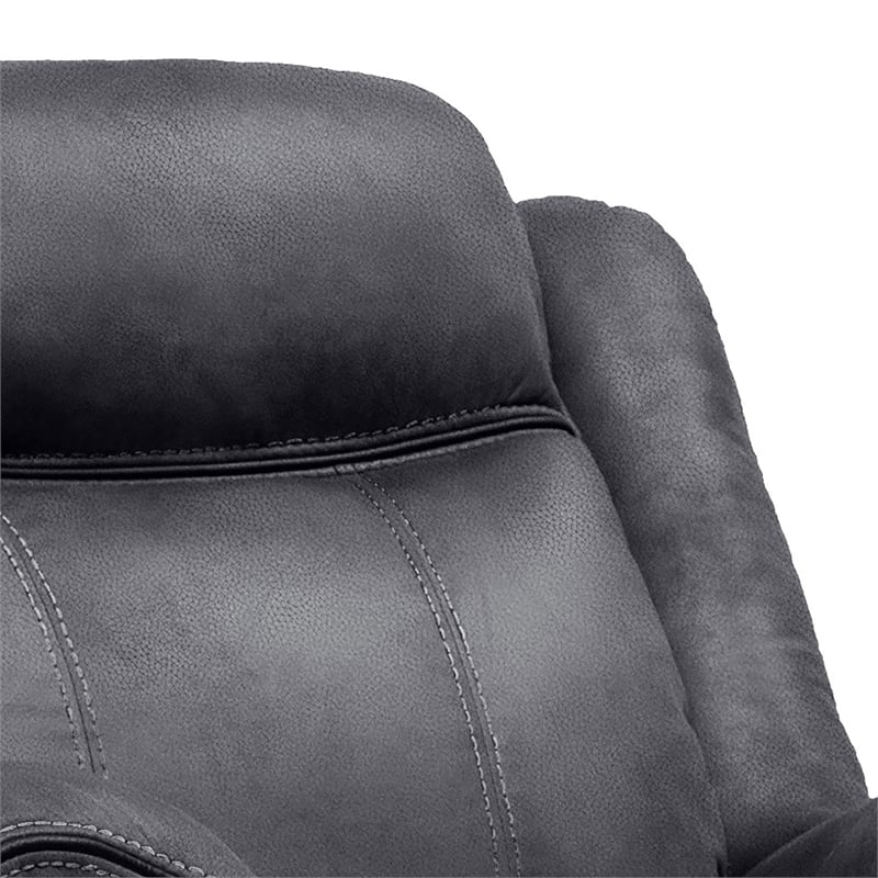 Furniture of America Moya Faux Leather Manual Glider Recliner in Black