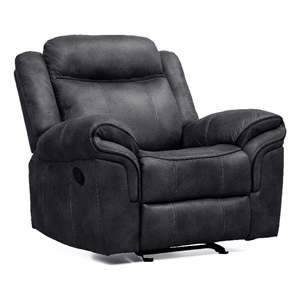 Furniture of America Moya Faux Leather Manual Glider Recliner in Black