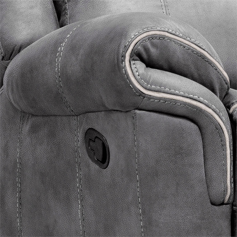 Furniture of America Moya Faux Leather Manual Glider Recliner in Warm Gray