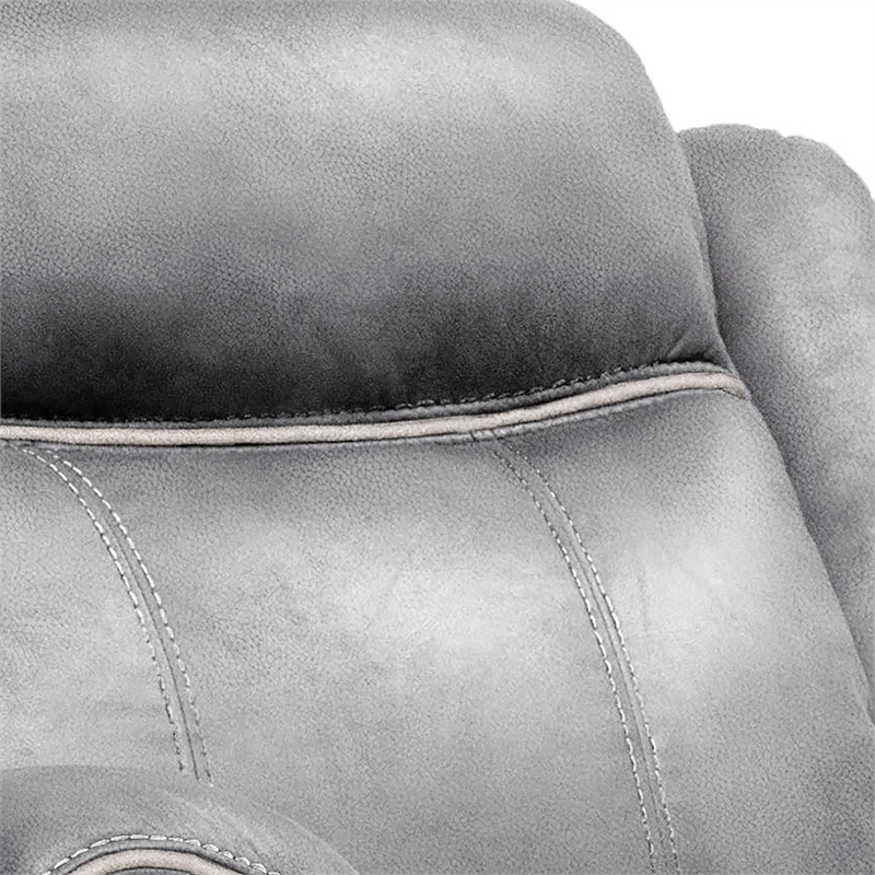 Furniture of America Moya Faux Leather Manual Glider Recliner in Warm Gray