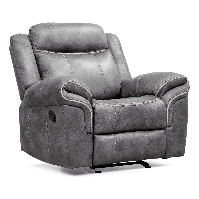 Furniture of America Moya Faux Leather Manual Glider Recliner in Warm Gray