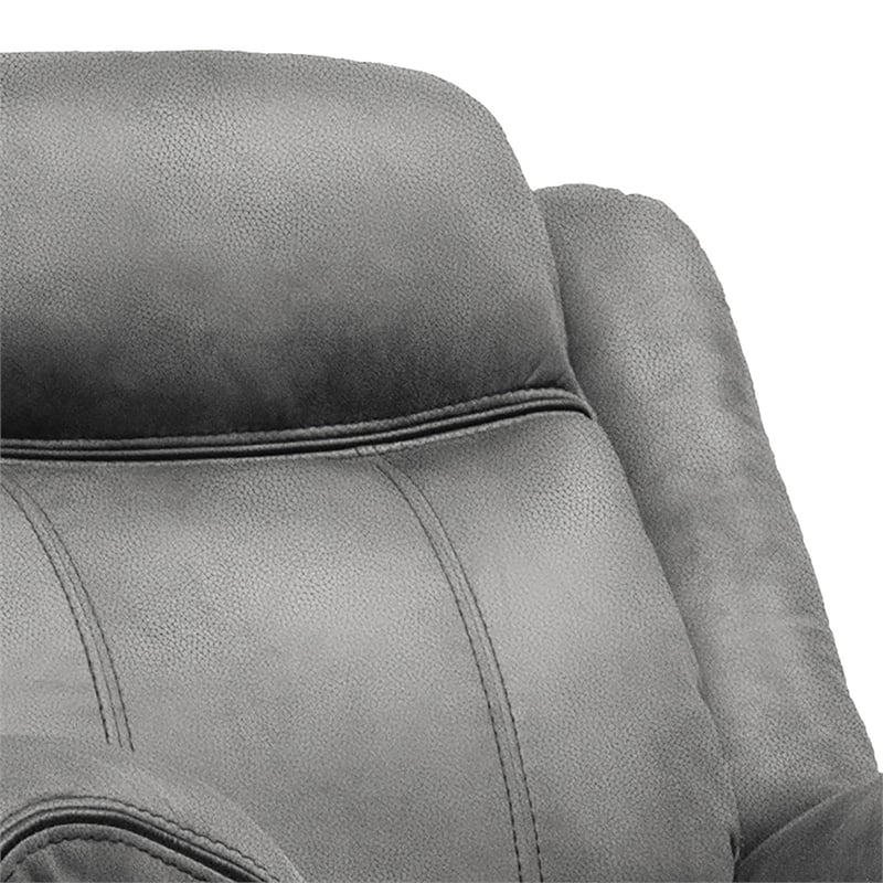 Furniture of America Moya Faux Leather Manual Glider Recliner in Dark Gray