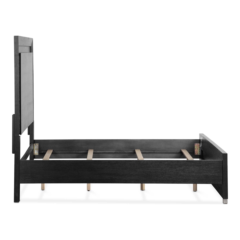 Furniture of America Lyle Solid Wood Queen Panel Bed with LED Headboard in Black