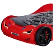 Furniture of America Jorix Wood Race Car Design Twin Kid Bed with LED in Red