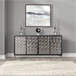 Furniture of America Meinter Wood Stainless Steel Door Panel Server in Black