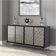 Furniture of America Meinter Wood Stainless Steel Door Panel Server in Black