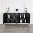 Furniture of America Meinter Wood Stainless Steel Door Panel Server in Black