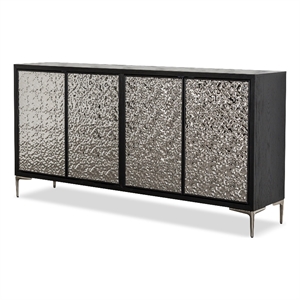 Furniture of America Meinter Wood Stainless Steel Door Panel Server in Black