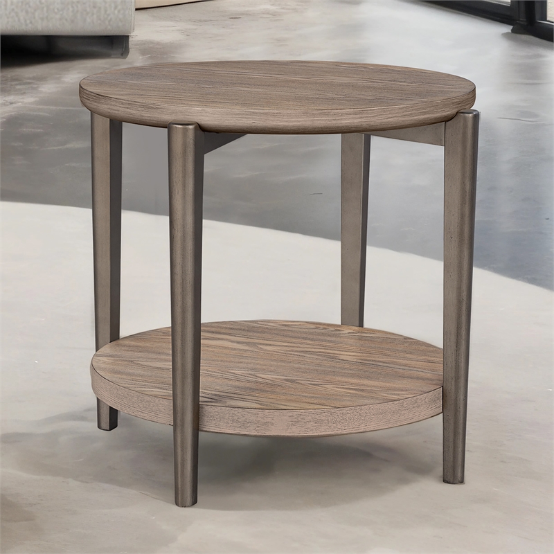 Furniture of America Onos Solid Wood Storage End Table in Brown