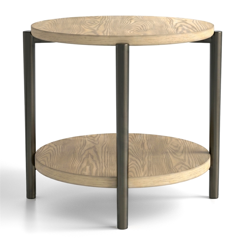 Furniture of America Onos Solid Wood Storage End Table in Brown