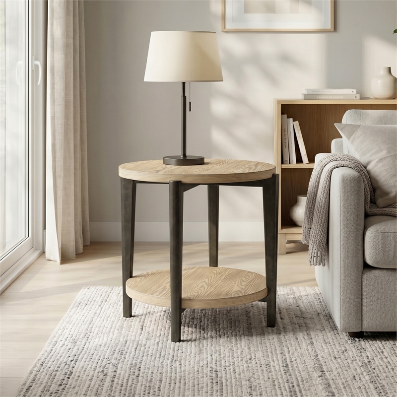 Furniture of America Onos Solid Wood Storage End Table in Brown