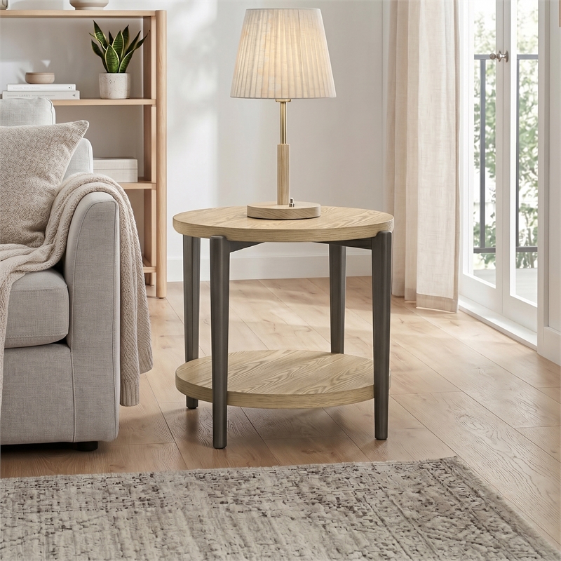 Furniture of America Onos Solid Wood Storage End Table in Brown
