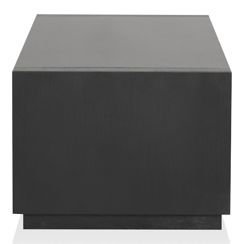 Furniture of America Mitta Solid Wood Storage Plinthe Base Coffee Table in Black