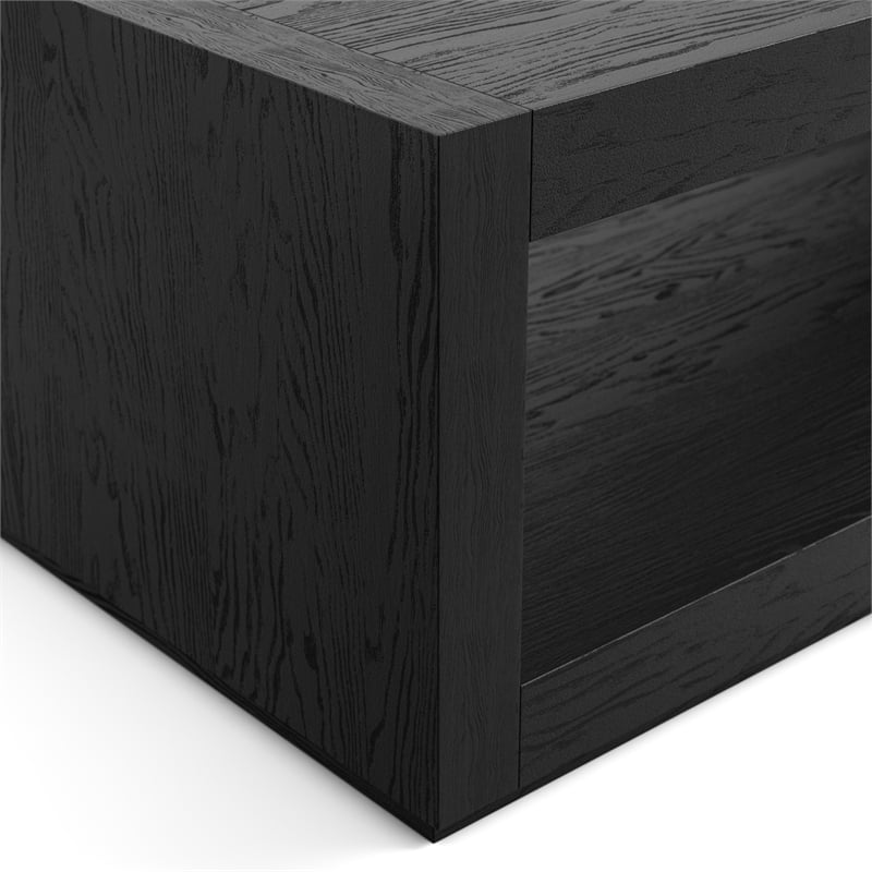 Furniture of America Mitta Solid Wood Storage Plinthe Base Coffee Table in Black
