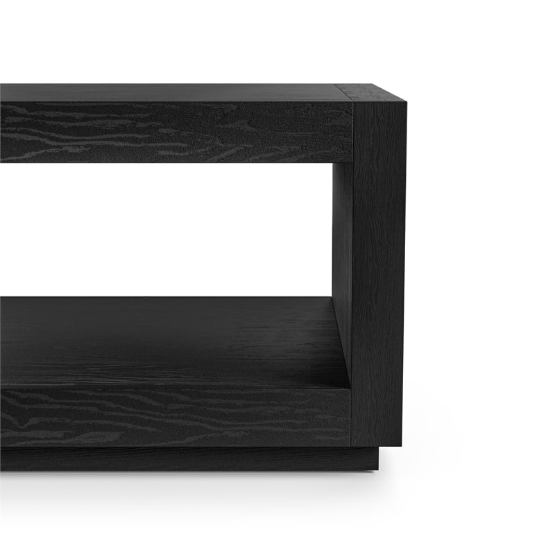 Furniture of America Mitta Solid Wood Storage Plinthe Base Coffee Table in Black
