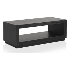 Furniture of America Mitta Solid Wood Storage Plinthe Base Coffee Table in Black