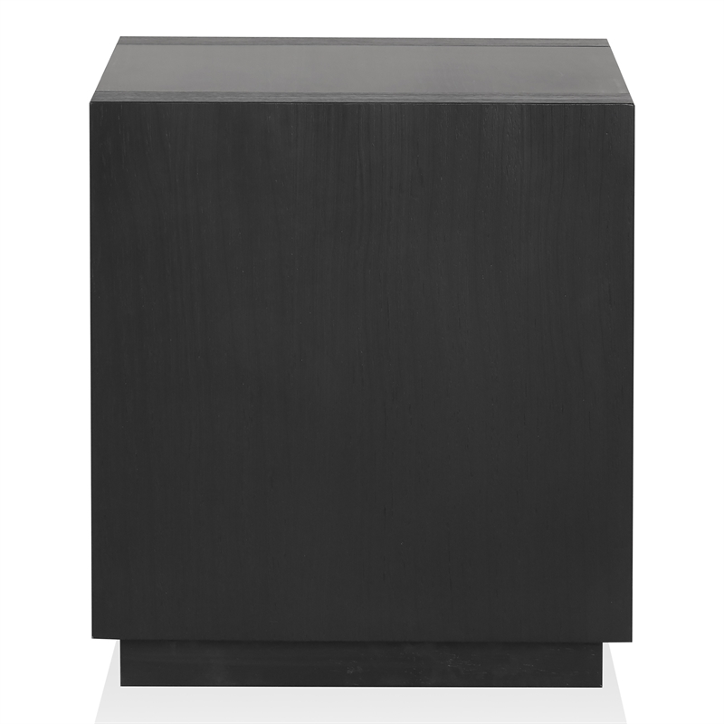 Furniture of America Mitta Solid Wood Storage Plinthe Base End Table in Black