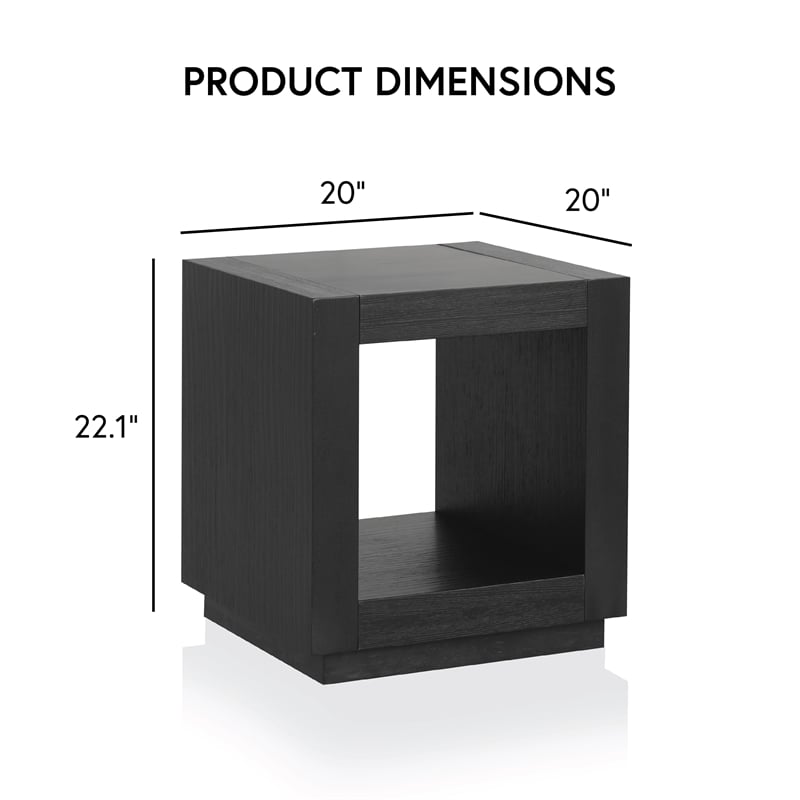 Furniture of America Mitta Solid Wood Storage Plinthe Base End Table in Black