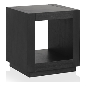 Furniture of America Mitta Solid Wood Storage Plinthe Base End Table in Black