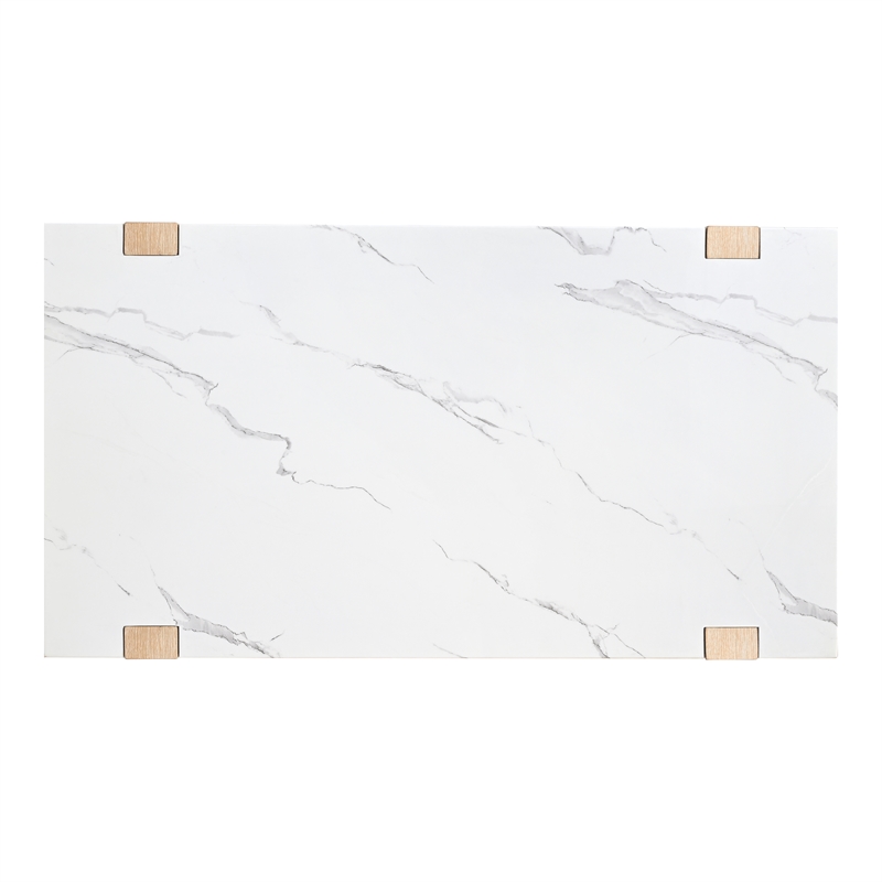 Furniture of America Coren Wood and Faux Marble Top Coffee Table in Brown