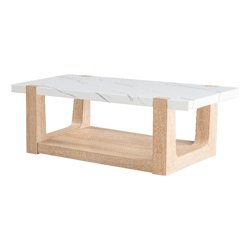 Furniture of America Coren Wood and Faux Marble Top Coffee Table in Brown