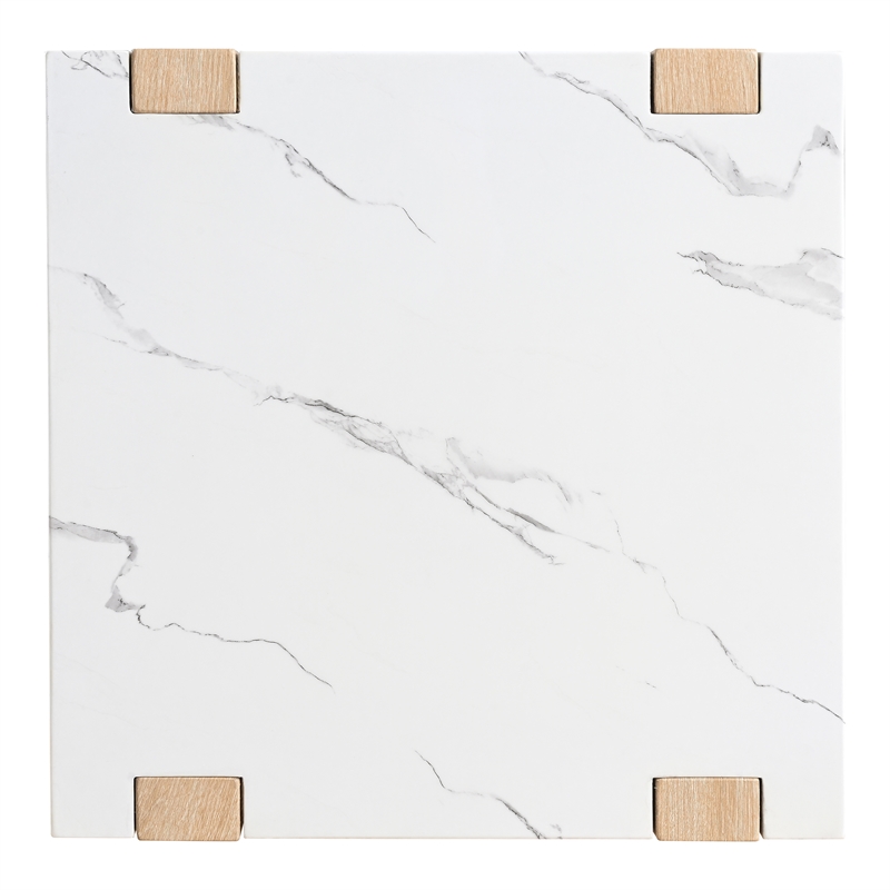 Furniture of America Coren Wood and Faux Marble Top Storage End Table in Brown