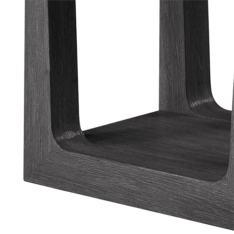 Furniture of America Coren Wood and Faux Marble Top Storage Sofa Table in Black