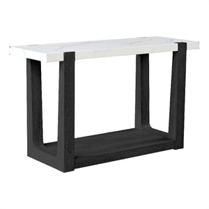 Furniture of America Coren Wood and Faux Marble Top Storage Sofa Table in Black