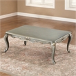 Furniture of America Gerant Solid Wood Rectangular Coffee Table in Silver