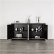 Furniture of America Meinter Solid Wood Wavy Embossed Pattern Server in Black