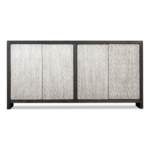 Furniture of America Meinter Solid Wood Wavy Embossed Pattern Server in Black